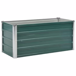 Jardiniere lit sureleve plantes fleurs jardin acier galvanise 100 x 40 x 45 cm vert