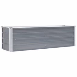 Jardiniere lit sureleve plantes fleurs jardin acier galvanise 160 x 40 x 45 cm gris