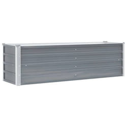 Jardiniere lit sureleve plantes fleurs jardin acier galvanise 160 x 40 x 45 cm gris