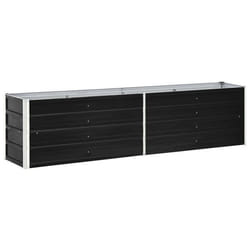 Jardiniere lit sureleve plantes fleurs jardin acier galvanise 240 x 40 x 45 cm anthracite