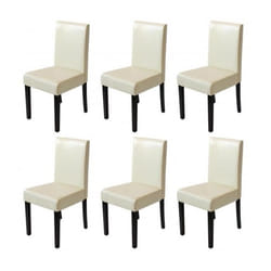 Lot de 6 chaises de salle à manger simili-cuir crème pieds foncés CDS04242