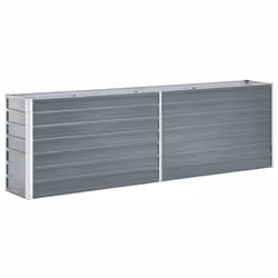 Jardiniere lit sureleve plantes fleurs jardin de jardin acier galvanise 240 x 40 x 77 cm gris
