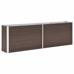 Jardiniere lit sureleve plantes fleurs jardin acier galvanise 240 x 40 x 77 cm marron