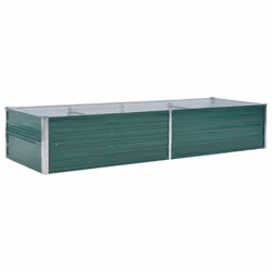 Jardiniere lit sureleve plantes fleurs jardin acier galvanise 240 x 80 x 45 cm vert