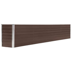 Jardiniere lit sureleve plantes fleurs jardin acier galvanise 320 x 40 x 45 cm marron