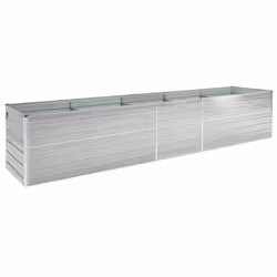 Jardiniere lit sureleve plantes fleurs jardin acier galvanise 400 x 80 x 45 cm gris