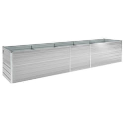 Jardiniere lit sureleve plantes fleurs jardin acier galvanise 400 x 80 x 45 cm gris