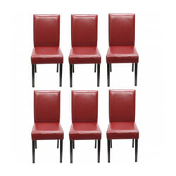 Lot de 6 chaises de salle à manger synthétique rouge pieds foncés CDS04244