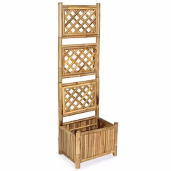 Jardiniere lit sureleve plantes fleurs jardin avec treillis bambou 40 cm