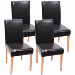 Lot de 4 chaises noir pieds clairs Assise et dossier rembourrés Coins et bords arrondis Design moderne Pieds antidérapants (t ...