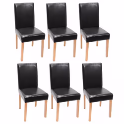 Lot de 6 chaises de salle à manger synthetique noir pieds clairs