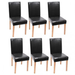 Lot de 6 chaises de salle à manger synthetique noir pieds clairs