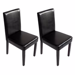 Lot de 2 chaises de salle à manger synthetique noir pieds fonces