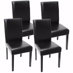 Lot de 4 chaises noir pieds foncés Assise et dossier rembourrés Coins et bords arrondis Design moderne Pieds antidérapants (t ...