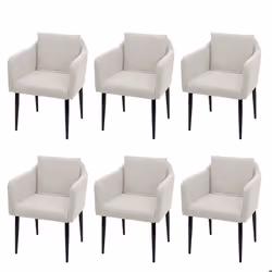 Chaises de salle à manger - Moderne - Crème - Lot de 6 - Rembourrées - Métal