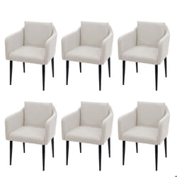 Chaises de salle à manger - Moderne - Crème - Lot de 6 - Rembourrées - Métal