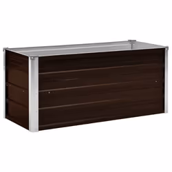 Jardiniere lit sureleve plantes fleurs jardin marron 100 x 40 x 45 cm acier galvanise