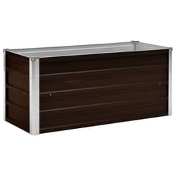 Jardiniere lit sureleve plantes fleurs jardin marron 100 x 40 x 45 cm acier galvanise