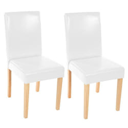 Lot de 2 chaises de salle à manger synthetique blanc pieds clairs