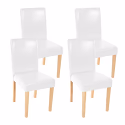 Lot de 4 chaises de salle à manger synthetique blanc pieds clairs