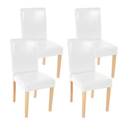 Lot de 4 chaises de salle à manger synthetique blanc pieds clairs