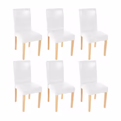 Lot de 6 chaises blanches pieds clairs Assise est dossier rembourrés Coins et bords arrondis Design moderne Pieds antidérapan ...
