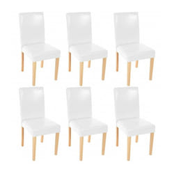 Lot de 6 chaises de salle à manger synthétique blanc pieds clairs CDS04247