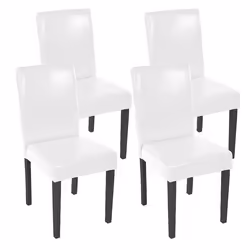 Lot de 4 chaises de salle à manger synthetique blanc pieds fonces