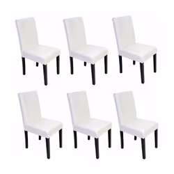 Lot de 6 chaises blanches pieds foncés Assise et dossier rembourrés Coins et bords arrondis Design moderne Pieds antidérapant ...