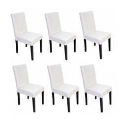 Lot de 6 chaises de salle à manger synthétique blanc pieds foncés CDS04248
