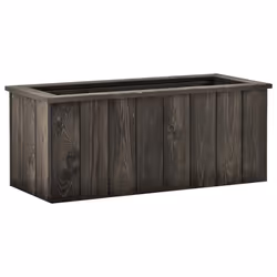 Jardiniere lit sureleve plantes fleurs jardin 74 x 32 x 30 cm bois de pin massif gris fonce