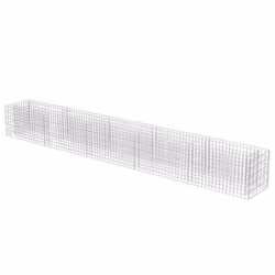 Jardiniere lit sureleve plantes fleurs jardin a gabion acier galvanise 450 x 50 x 50 cm