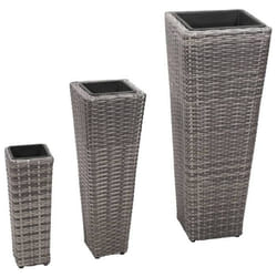 Jardinière - Non spécifié - 3 pièces - Résine tressée - Gris - Résistante aux intempéries