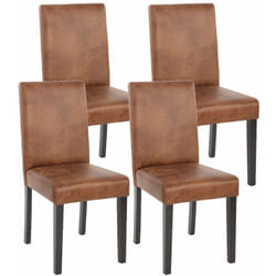 Lot de 4 chaises de salle à manger synthétique marron vieilli pieds foncés CDS04150
