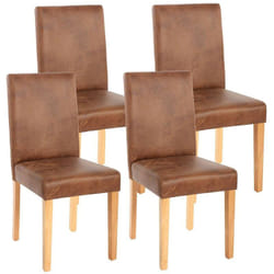 Lot de 4 chaises de salle à manger synthétique marron vieilli pieds clairs CDS04151