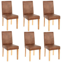 Lot de 6 chaises de salle à manger synthétique marron vieilli pieds clairs CDS04251