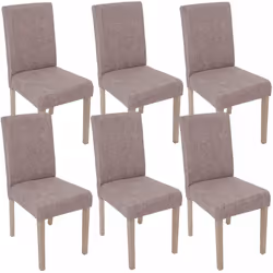 Lot de 6 chaises de salle à manger cuisine en tissu gris pieds en bois clair Rembourrage de siège confortable Coins et bords  ...