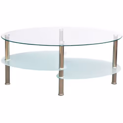 Le plateau de verre supérieur en verre trempé épais et les plateaux de table inférieurs en verre trempé sablé. Les pieds de t ...