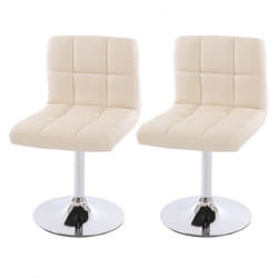 Lot de 2 chaises fauteuils de salle à manger en synthetique crème