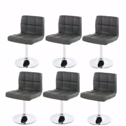 Lot de 6 chaises de salle à manger gris Pied en métal chromé Assise pivotante sur 360° Design moderne Revêtement en synthétiq ...