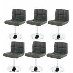 Lot de 6 chaises fauteuils de salle à manger en synthétique gris CDS04267