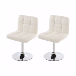 Lot de 2 chaises de salle à manger blanc Pied en métal chromé Assise pivotante sur 360° Design moderne Revêtement en synthéti ...