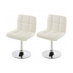 Lot de 2 chaises fauteuils de salle à manger en synthétique blanc CDS04069