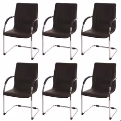 Ensemble de chaises - MARQUE - Modèle - PVC marron - Cadre métal chrome - 6 places