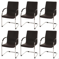 Ensemble de chaises - MARQUE - Modèle - PVC marron - Cadre métal chrome - 6 places