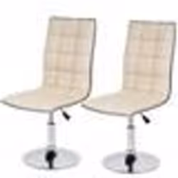Lot de 2 chaises de salle à manger hauteur réglable en similicuir crème CDS04075