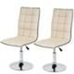 Lot de 2 chaises de salle à manger hauteur réglable en similicuir crème CDS04075