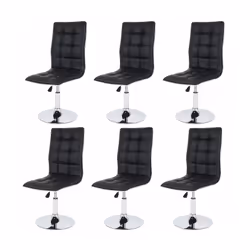 Lot de 6 chaises de séjour noir Confort d'assise Rembourrage épais Bords arrondis Hauteur d'assise ajustable Structure solide ...