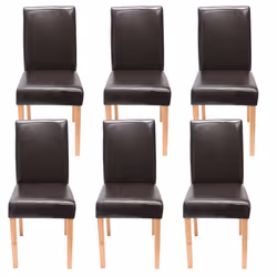 Lot de 6 chaises de salle à manger cuisine en synthetique marron pieds en bois clair design moderne