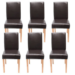Lot de 6 chaises de salle à manger cuisine en synthetique marron pieds en bois clair design moderne